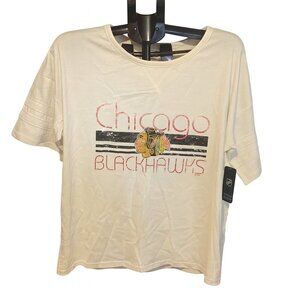 NHL Chicago Blackhawks Official Silver T-Shirt – Youth Size 8/10 – Authentic Tee